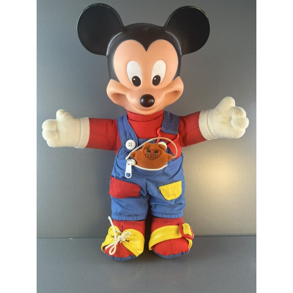 Mickey Mouse Doll 1989 Mattel Disney Learn To Dress Me Doll Vintage 14" Tall